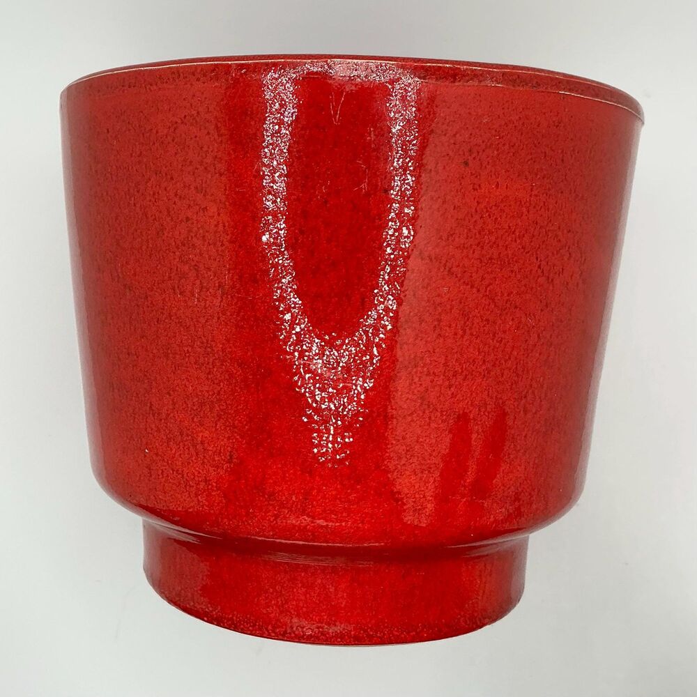 Red Stoneware Pot – Ceramic Cachepot – Studio Pottery Style – Modern – 6.25” MCM